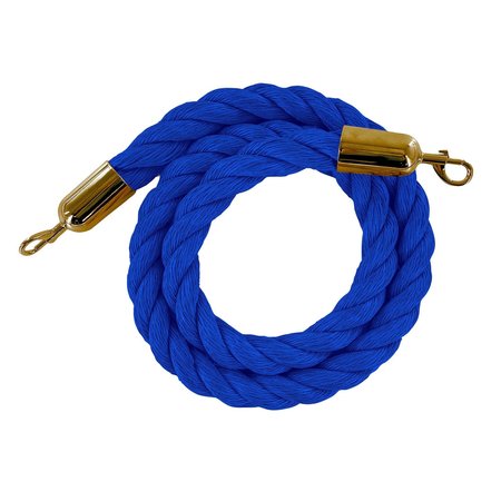 MONTOUR LINE Twisted Polyprop.Rope Blue With Satin Brass Snap Ends 10ft.Cotton Core HDPP510Rope-100-BL-SE-SB